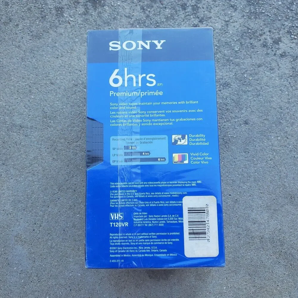 NEW SEALED 5 PC SONY T-120 6 Hr Premium VHS Video Blank Tapes VTG Y2K